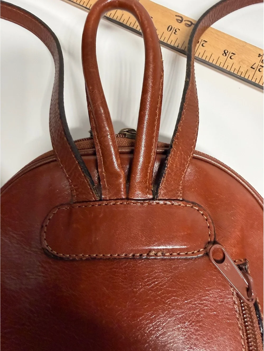 Vintage Morlane Paris Brown Genuine Leather Mini Backpack Brass Hardware
